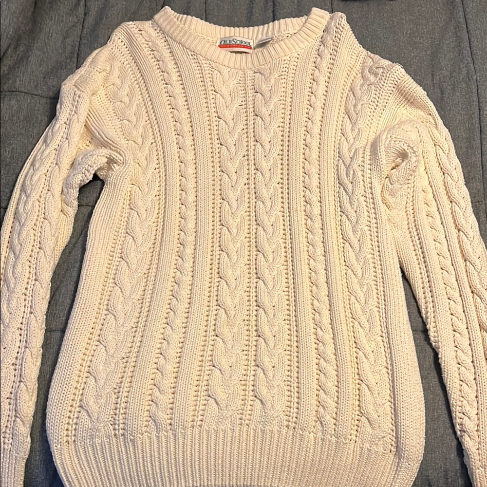 Men’s Cream Cable Knit Sweater